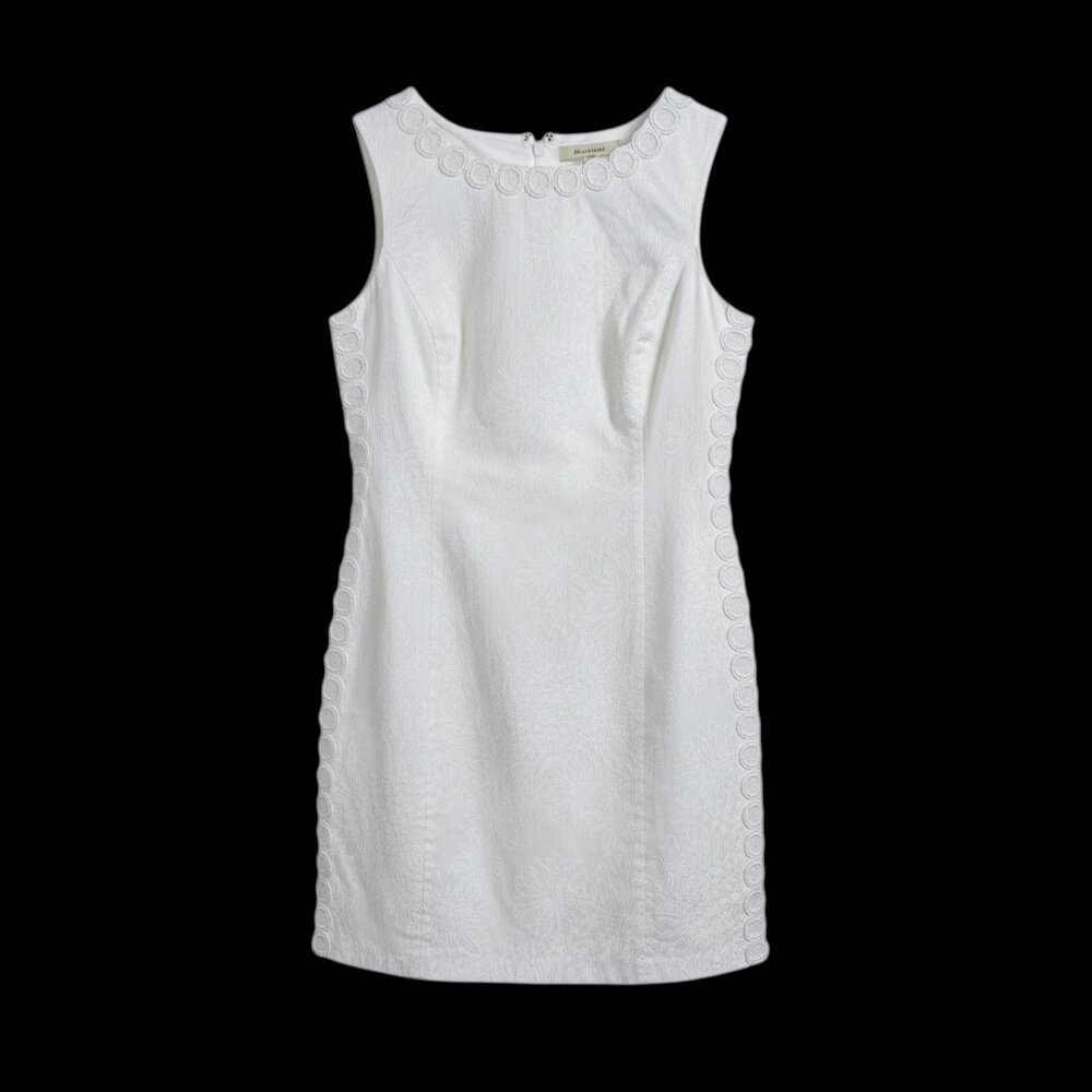 Lilly Pulitzer White Eyelet Shift Dress Sz 6 Sleeveless Embroidered Sheath Dress